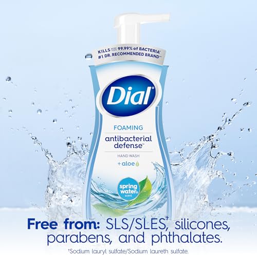Dial Antibacterial Foaming Hand Wash, Spring Water, 7.5 fl oz (Pack of 6) & Antibacterial Liquid Hand Soap, Spring Water, 11 fl oz (Pack of 4)