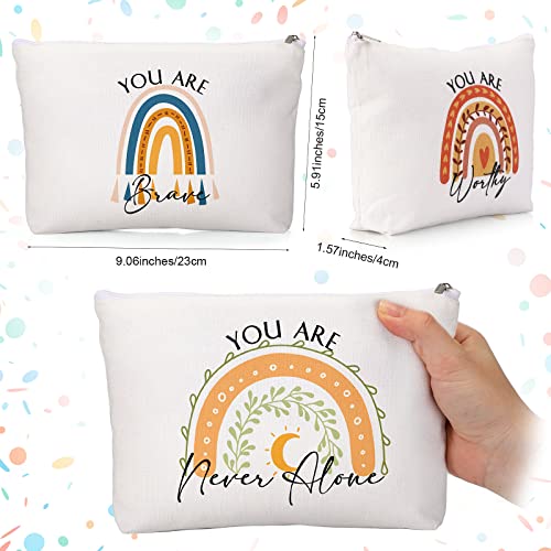 Coume 10-Pack Inspirational Canvas Makeup Bags - Colorful Travel Pouches