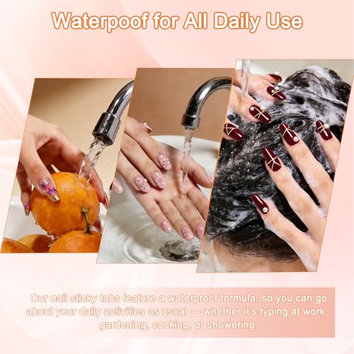 FNNZ Press On Nail Tabs - 300 Pcs, 15 Sizes, Waterproof Adhesive