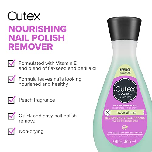 Nail Polish Remover by Cutex, Nourishing Nail Care, Leaves Nails Looking Healthy, Contains Vitamins E & Apricot Oil, 6.76 Fl Oz (Pack of 2)