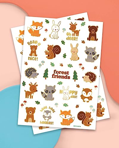 Woodland Animal Temporary Tattoos - 42 Glitter Styles