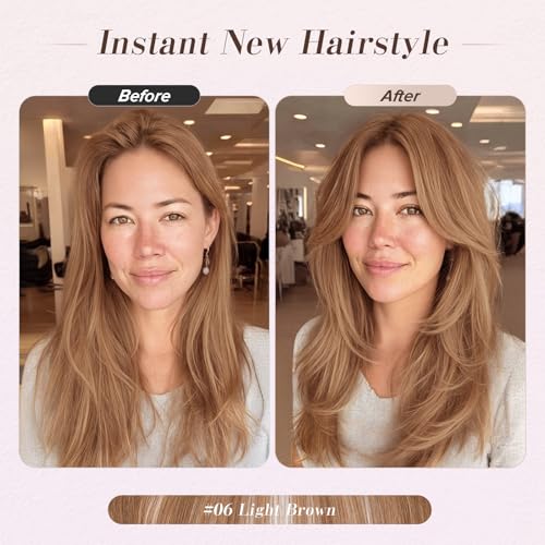 Clip-In Curtain Bangs | 100% Human Hair | Light Brown #06