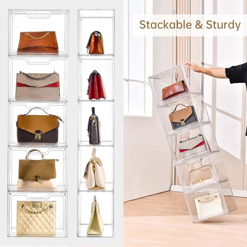 Stackable Acrylic Display Case with Door - Clear Storage Bin