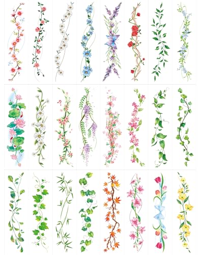 Flower Temporary Tattoos 24 Sheets Water Transfer Stickers