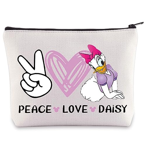 WZMPA Daisy Cosmetic Bag Duck Lover Gifts Peace Love Daisy Makeup Zipper Pouch Bag Cartoon Merchandise (Love Daisy)
