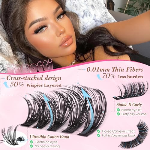 Lash Clusters Kit 640PCS Wispy 60D 80D with Bond & Seal