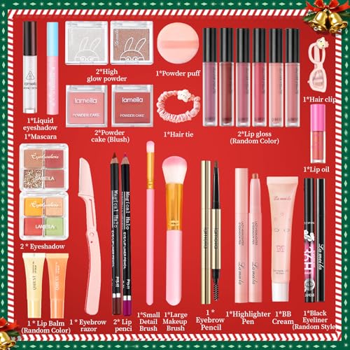 Makeup Advent Calendar 2025 Teen Girls Women, 24 Days Beauty Advent Calendar Christmas Countdown Make up Gift Set, 2025 Xmas Gift Surprise Box Calendar Makeup Set