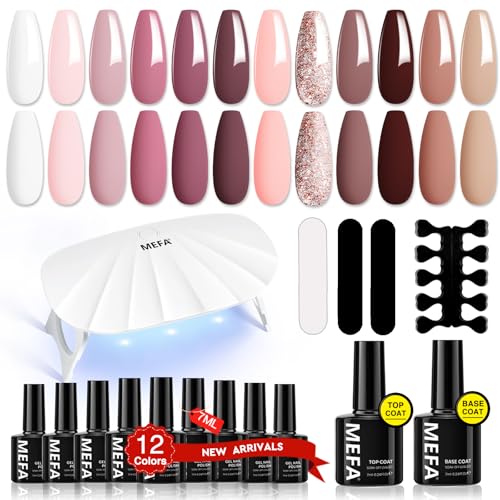 MEFA Spring Gel Nail Polish Set 23 Pcs, 20 Colors Pastel Hot Pink Sage Green Blue Bright Colors Nail Gel Kit with Glossy&Matte Top Base Coat Starters Nails Art Manicure Home Gifts Decoration