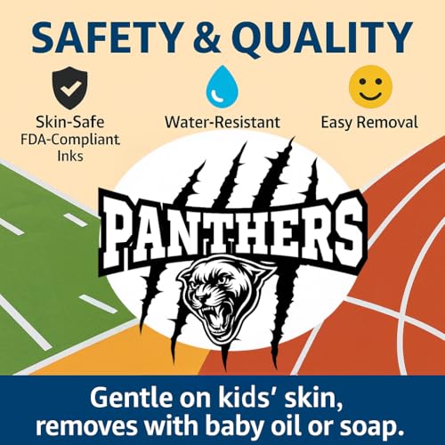 Panthers Temporary Tattoos 25-Pack for Kids | Skin-Safe