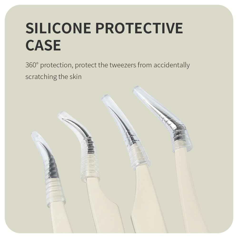 ANNAFRIS Lash Tweezers for Eyelash Extensions,Precision Fiber Tip for Volume Eyelash Extension,Lash Extension Tweezers for Easy Application and Removal (White, 1PC-08)