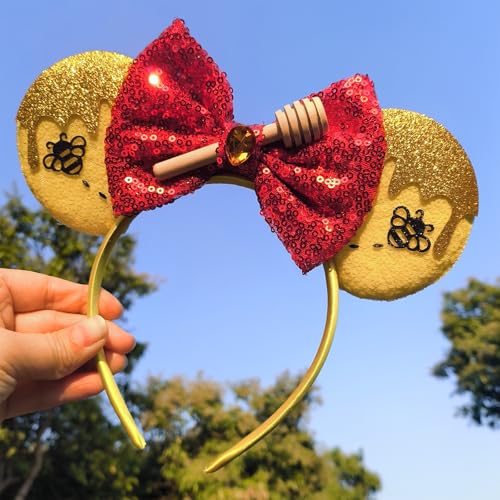 Mouse Ear Headband with Glitter Bow for Women & Girls