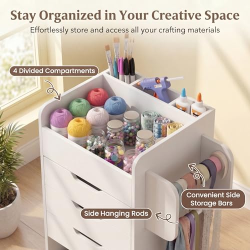 Tangkula Rolling Storage Cart with 3 Drawers & Shelves