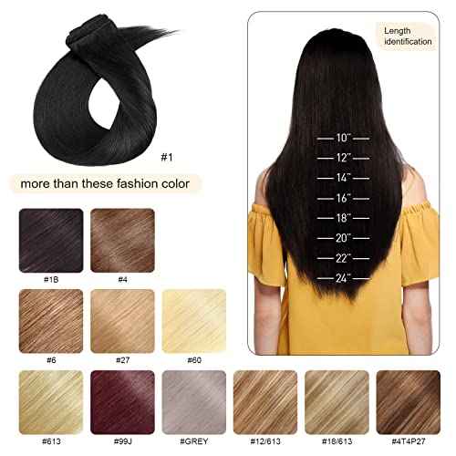 MY-LADY Double Weft 100% Remy Human Hair Clip in Extensions 10''-22'' Grade 7A Quality Full Head Soft Silky Straight 8pcs 18clips Off Black (14" / 14 inch 120g,#1B Natural Black)