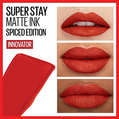 Maybelline Super Stay Matte Ink Liquid Lipstick Makeup, Long Lasting High Impact Color, Up to 16H Wear, Innovator, Cardinal Red, 1 Count