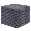 100% Cotton Washcloths 12x12 Inch 6 Pack Grey