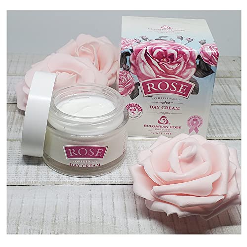 Bulgarianrose Day Face Cream with Natural Rose Oil, Moisturizing and Rejuvenating Skin Care, Rose Water Revitalizing Day Cream, Face Moisturizer for dry skin