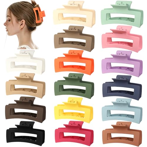 LAXIZAR 16 Pcs 3.5 Inch Non-Slip Claw Hair Clips Set