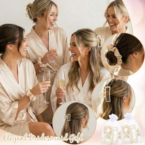 Pearl Hair Claw Clips & Scrunchies Set for Weddings & Parties