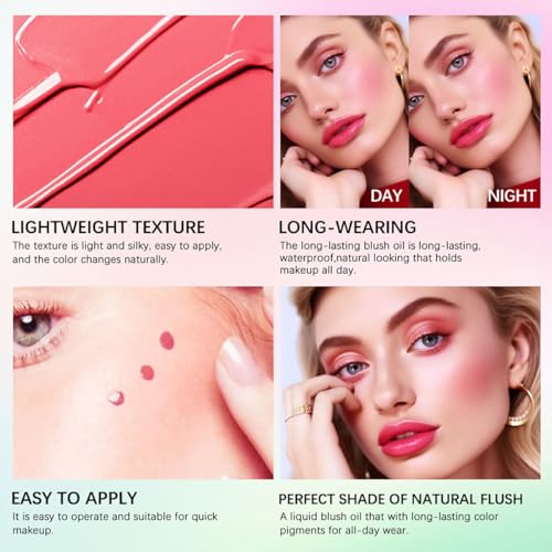 Color-Changing Blush Oil - Waterproof Liquid Rouge, 6.5ml