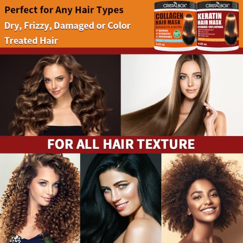 2-Pack Keratin & Collagen Hair Mask Treatment with Argan Oil