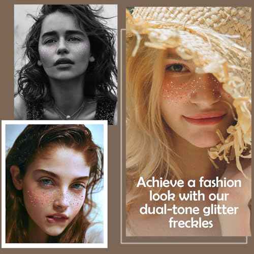 10 Pcs Red-Silver Dual-tone Glitter Freckles,Red and Silver Glitter Freckles Face Tattoo, Waterproof Face Sparkle Freckles, Long-lasting 48h Temporary Tattoos for Christmas