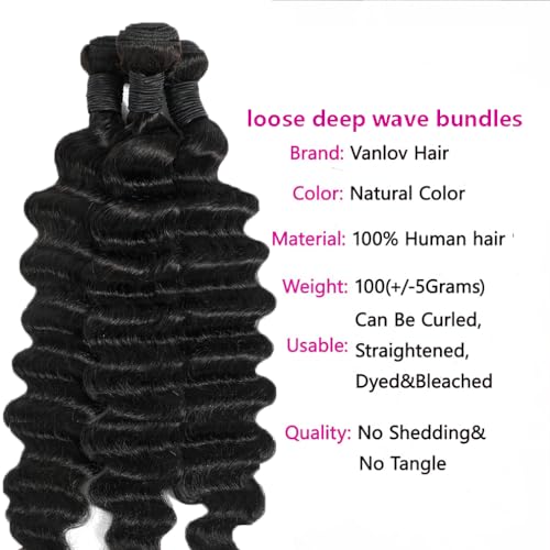 Brazilian Loose Deep Wave Hair Bundles 22 24 26 Inch