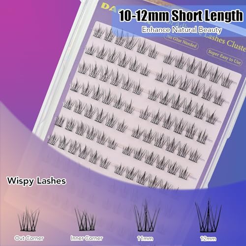 Self Adhesive Eyelash Clusters - 10-12mm Wispy Lashes No Glue