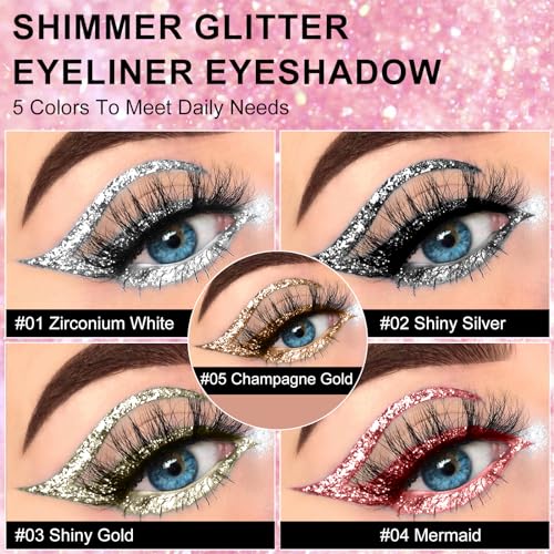 Glitter Liquid Eyeliner 5-Color Set Waterproof