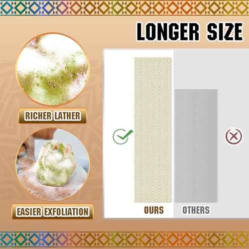 Real African Net Sponge - 2 Pieces Authentic Exfoliating Body Scrubbers - Ultra-Gentle for Sensitive/Dry/Oily Skin - Shower & Bath Essential (Army Green & Dark Army Green)