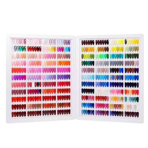 Acycoin2A 528 Nail Gel Polish Display Chart Acrylic Nail Art Sample Book Salon Color Exhibit Tools Showing Shelf with False Tips and Number Sticker