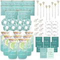 56pcs 8set Bridesmaid gifts bridesmaid proposal gifts, Maid of Honor Gifts contain 16oz Glass Cups Cosmetic Makeup Bags Invited Cards Scrunchies Hair Knotted Bracelets Diamond Pens love clip (Green)