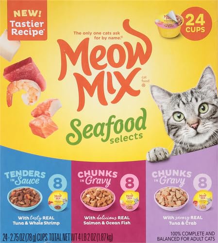 Meow Mix Seafood Selects Wet Cat Food Variety Pack, 2.75 Ounce (Pack of 24)