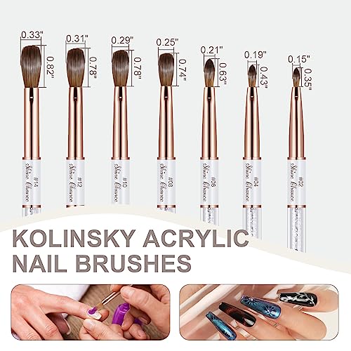 Shine Chance Acrylic Nail Brush Size 2, 100% Real Kolinsky Art Nail Brush for Acrylic Powder Application, Handmade Women Manicure Nail Extension Tool for Professional DIY Home Salon and Beginners