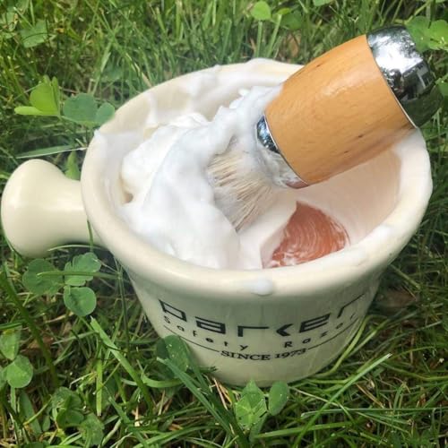 Parker Deluxe Stoneware Apothecary Shaving Mug ? for use with up to 3¡± Shave Soaps and Lathering Shave Creams ? Handmade in The USA (Ivory)