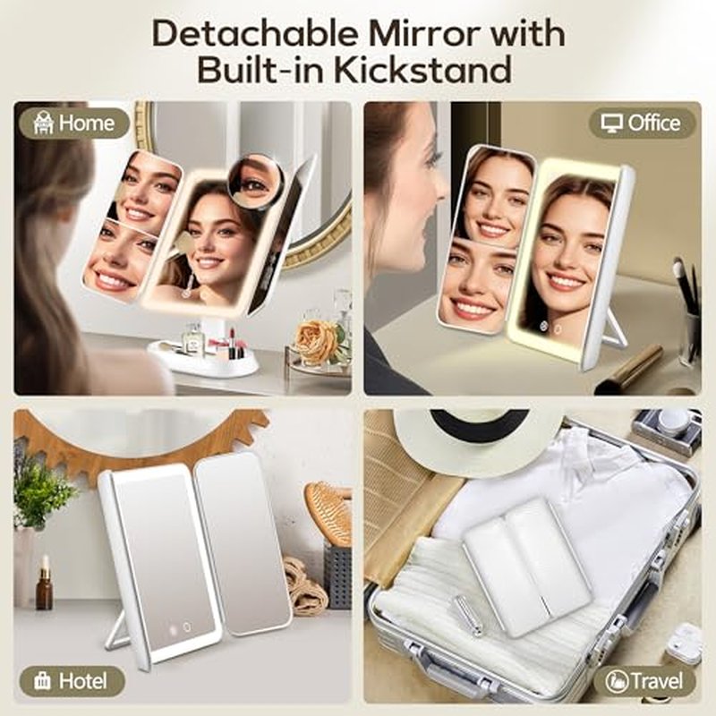 GOMIPURU Lighted Makeup Mirror with 30X/10X/5X Magnification