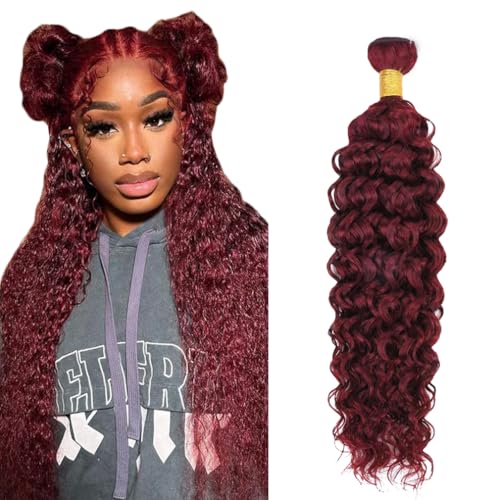 #99J Burgundy Water Wave 30 Inch Human Hair Bundle