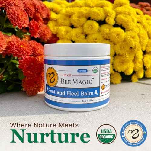 Sweet Bee Naturals Organic Foot and Heel Balm ? All Natural Moisturizing for Dry, Cracked Feet, Heel Care & Callus Treatment ? Repair & Soften Rough Skin ? Made in USA ? 4 OZ Jar
