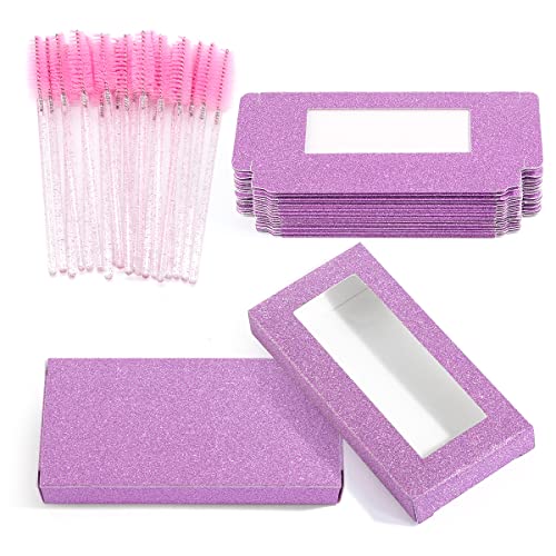 20 Pieces Eyelash Boxes with Clear Window & 20 Mascara Wands