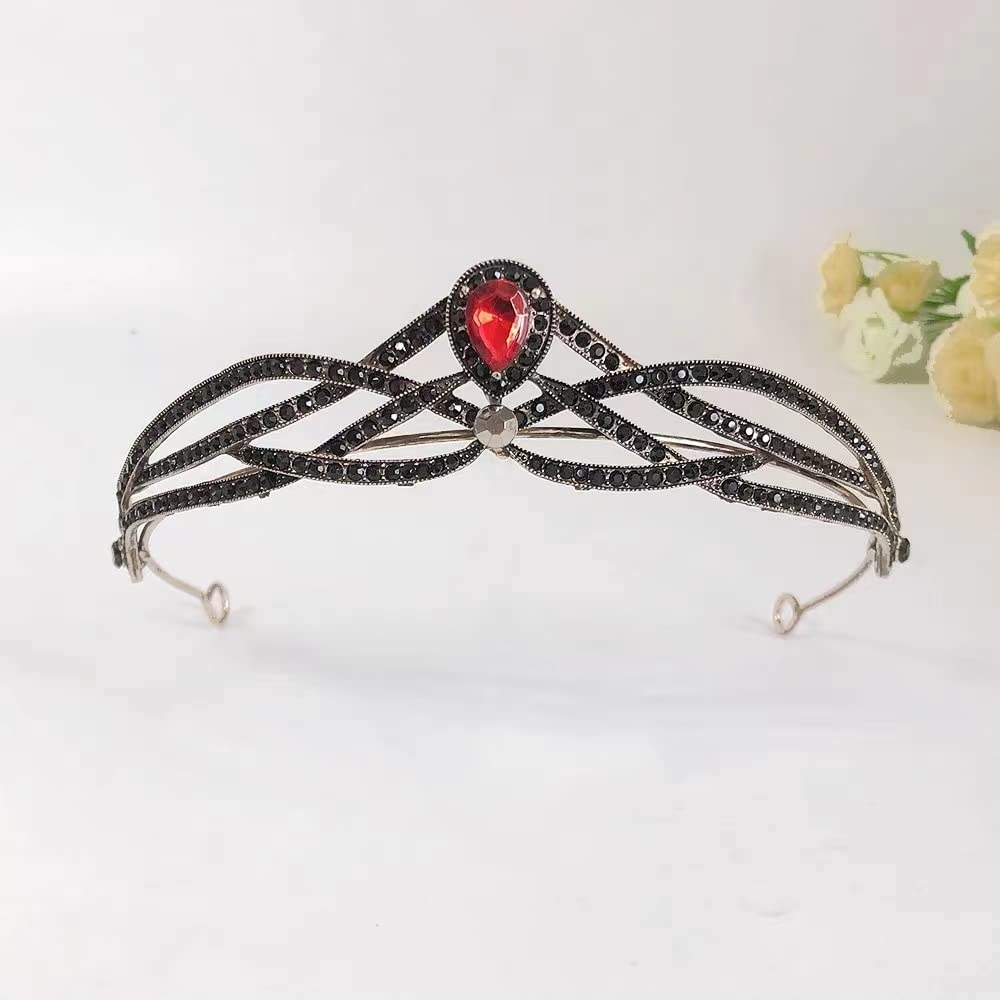 YOVECATHOU Rhinestone Kids Girl Tiara Bridal Prom Crown Headband for Wedding Prom Bridal Party Halloween Christmas Gifts (Red)