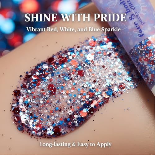 4th of July Body Glitter Stick - Red White Blue