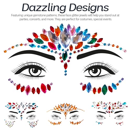Christmas Temporary Tattoos for Kids with Face Gems & Glitter