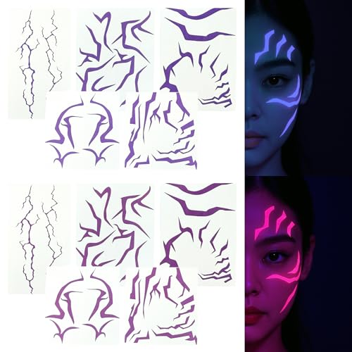 UV Blacklight Activated Purple Ombre Temporary Tattoos