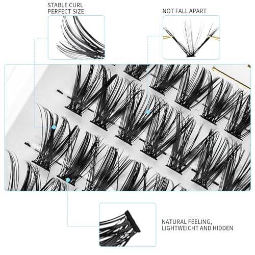 Lash Clusters 30D+40D Wispy Lashes(9-16mm) DIY Natural Lashes 280pcs D Curl Lash Extension For Use At Homecluster Eyelash Extensions