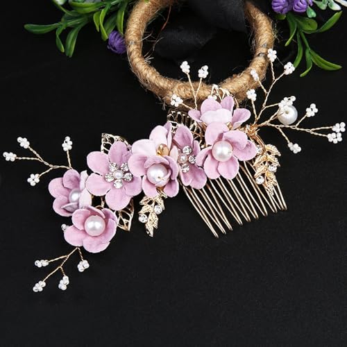 10 Piece Purple Floral Hair Comb & Pin Set for Weddings
