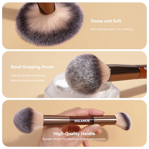 MAANGE 7-Piece Dual-Ended Makeup Brush Set with Bag