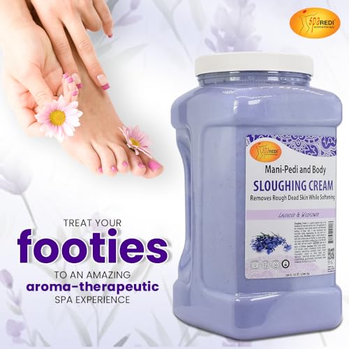 SPA REDI - Foot Cream, Sloughing Lotion, Lavender and Wildflower 128 Oz - Pedicure Massage Foot Care for Dry Cracked Feet, Scrub Gently, Exfoliating