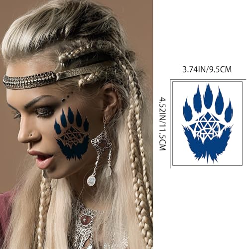 10 Viking Temporary Tattoos Waterproof Blue Stickers