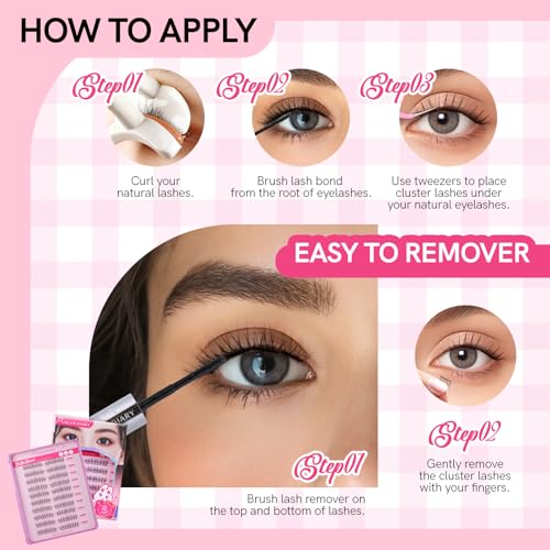 MLEN DIARY Lash Clusters Kit 80PCS C Curl Wispy Eyelash Extensions