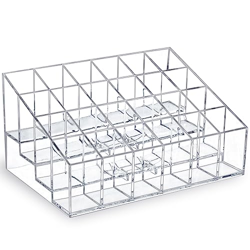 MOSIKER 24-Slot Lipstick Organizer | Clear Acrylic Makeup Storage