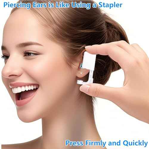 Ear Piercing Kit, Disposable Piercing Gun Preloaded with Different Style Studs, at Home Self Piercer Kit
